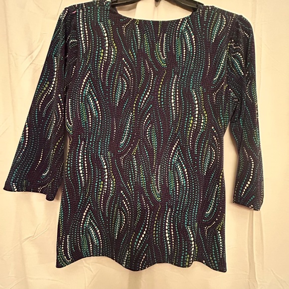 Chaus Women XL Blouse, Black/ Navy, Purple Geometric Design 3/4 Sleeve - Picture 6 of 6